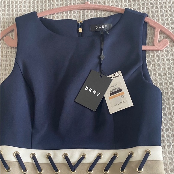 DKNY Midnight Blue Dress with Metallic Accents - Picture 2 of 7